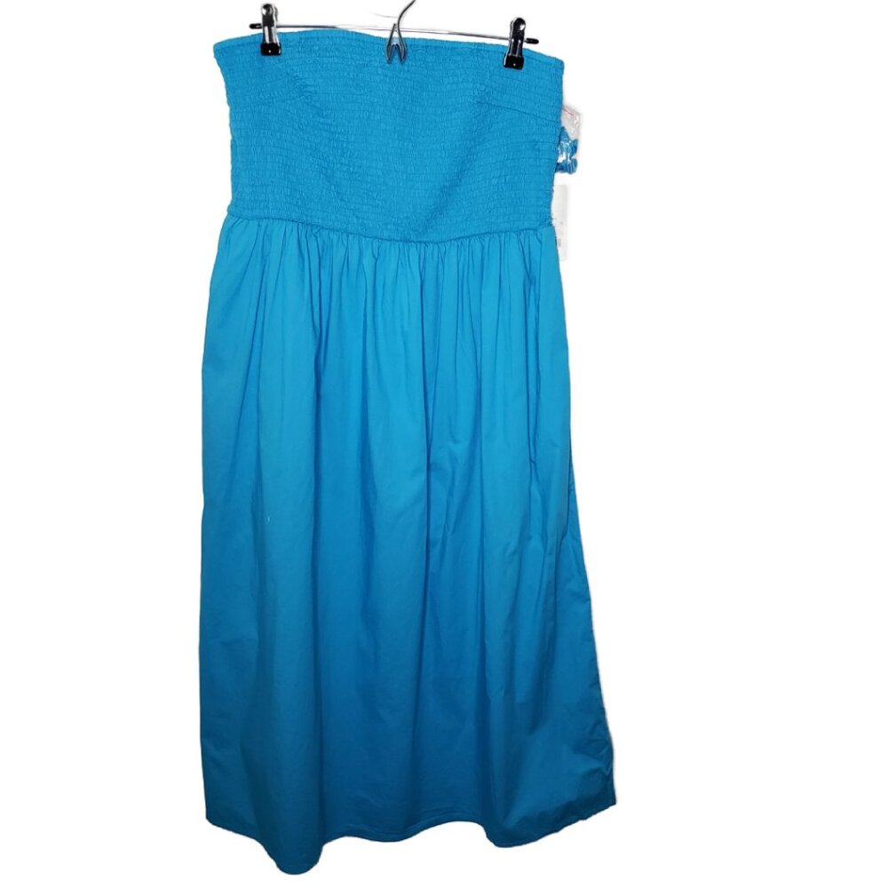 NWT A New Day Sz L Blue Beach Dress/ Swim Cover w/ Removable Straps Pockets